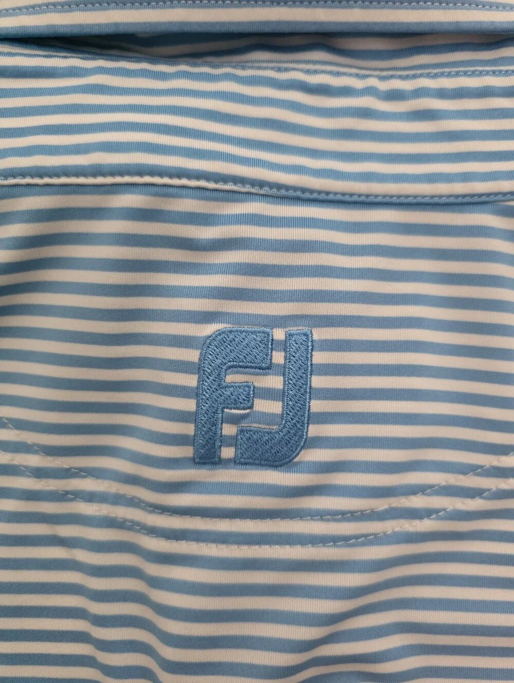 FootJoy Light Blue and White Striped Performance Polo - Mens Large - Picture 3 of 4